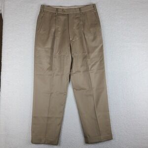 JB Britches Pants Mens‎ 36x30 Khaki Tan Beige Pleated Cuffed Trousers Dress
